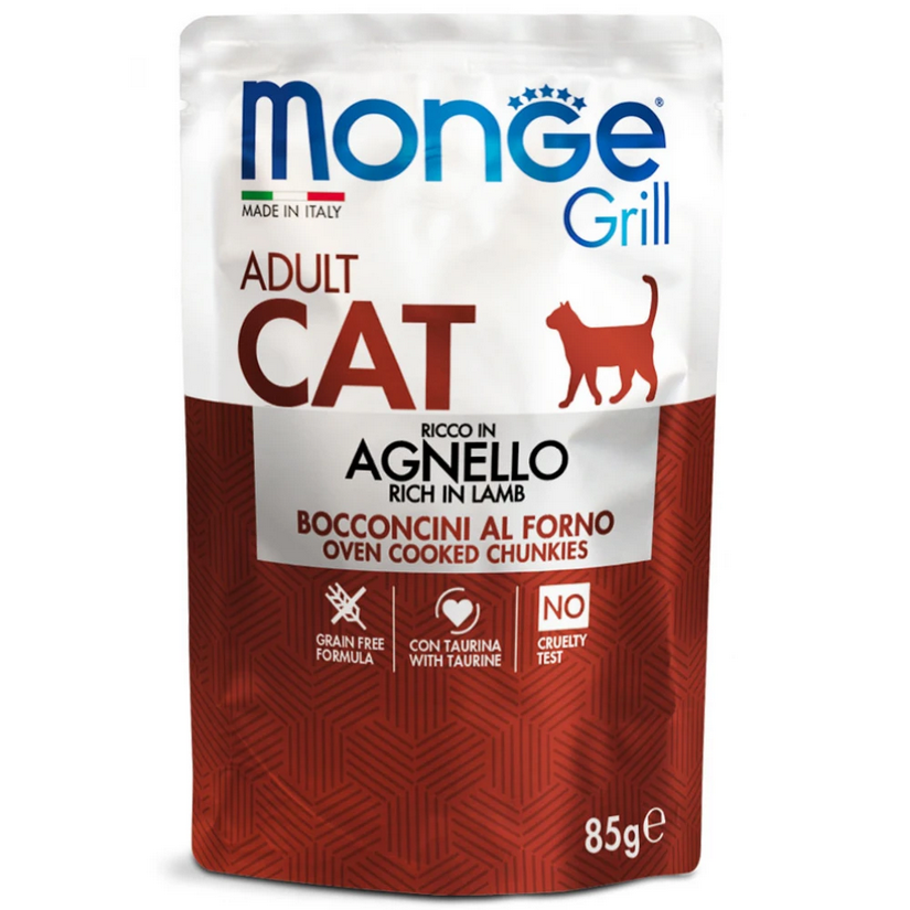 Υγρή Τροφή Γάτας Monge Grill Adult Πλούσια σε Αρνί 85gr
