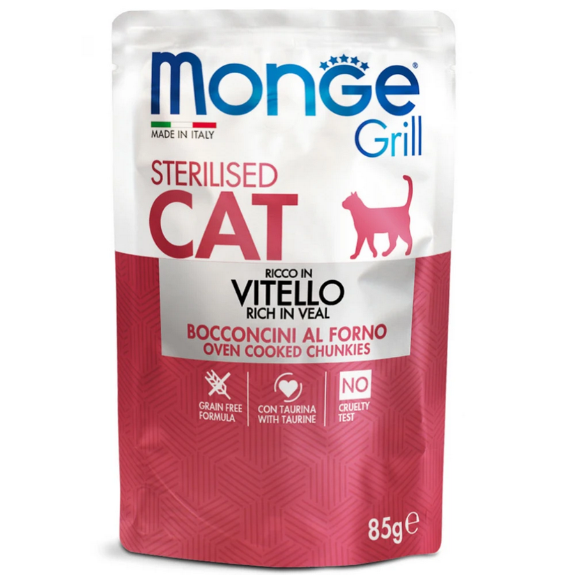 Υγρή Τροφή Γάτας Monge Grill Cat Sterilised Rich in Veal 85gr