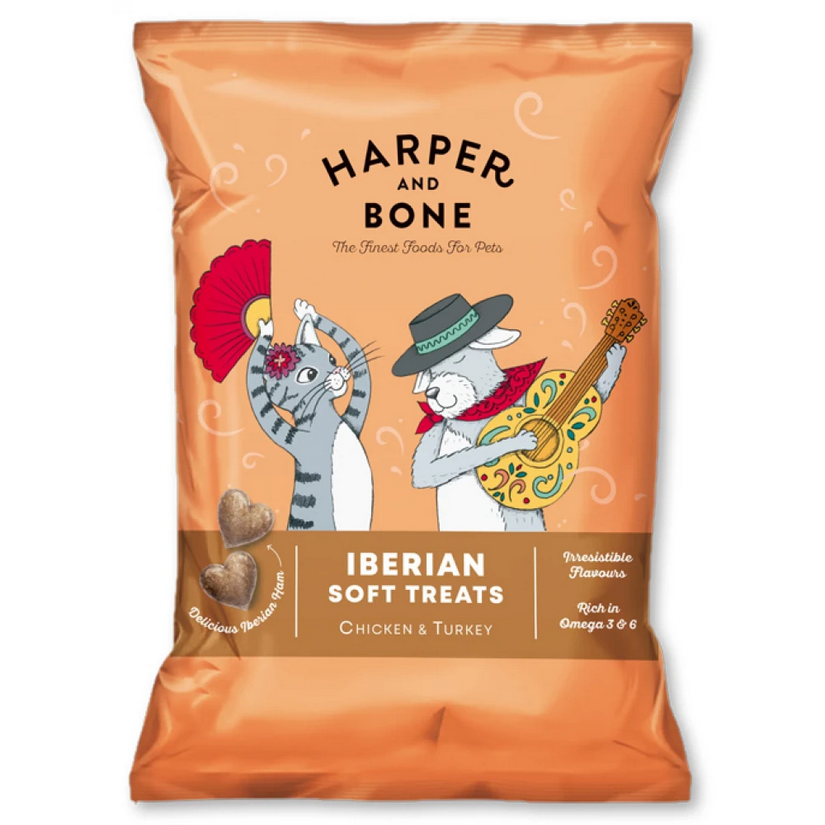 Λιχουδιές Σκύλου Και Γάτας Harper & Bone Iberian Soft Treats Με Κοτόπουλο Και Γαλοπούλα 90g