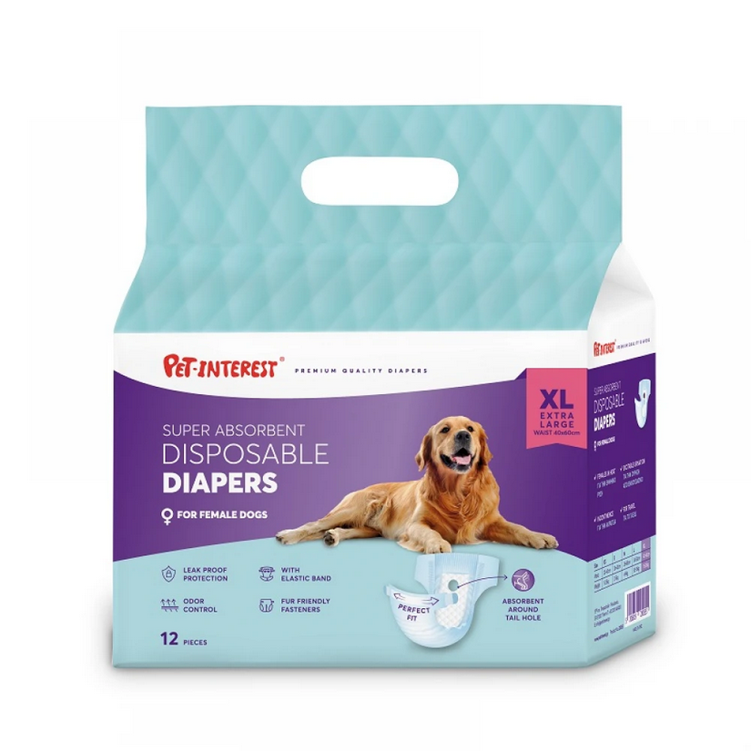 Pet Interest Απορροφητικές Πάνες Βρακάκια για Θηλυκούς Σκύλους XL 12τμχ 40-60cm