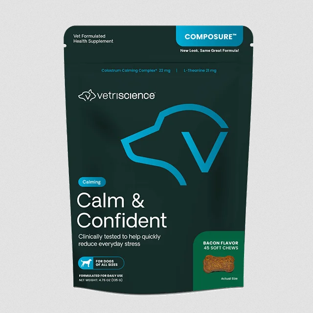 VetriScience Calm & Confident Dog με γεύση μπέικον 45 μαλακές μασώμενες ταμπλέτες