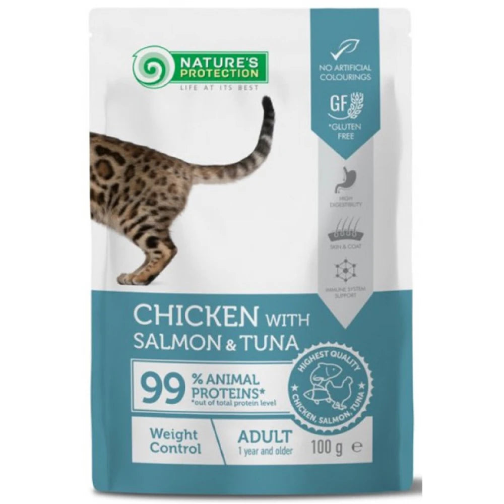 Nature's Protection Cat Weight Control Κοτόπουλο με Σολομό & Τόνο 100g