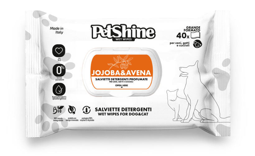 PetShine Υγρά Μαντηλάκια Jojoba & Βρώμη 40τεμ