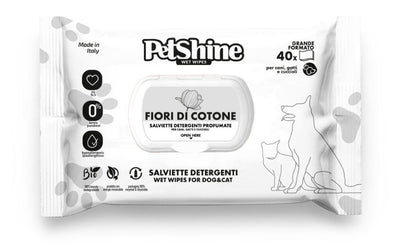 Υγρά Μαντηλάκια PetShine με άρωμα Άνθη Βαμβακιού 40τμχ