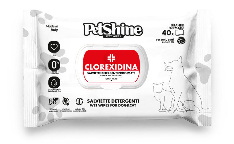 Petshine Υγρά Μαντηλάκια Καθαρισμού Chlorhexidine 40τμχ