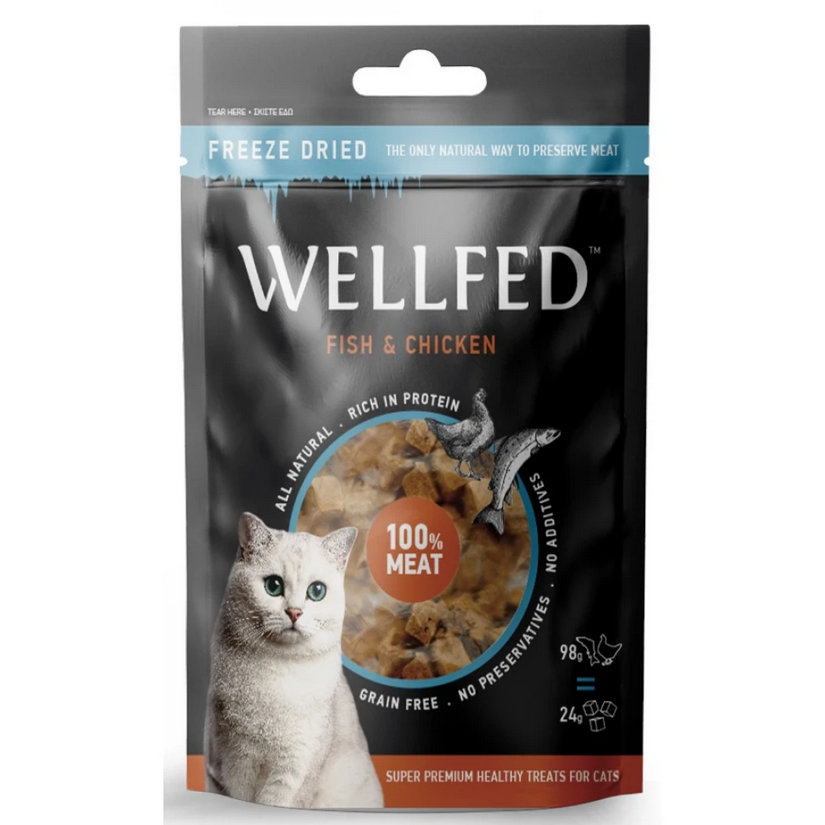 Wellfed Freeze Dried Cat Treats with Salmon and Chicken 24gr