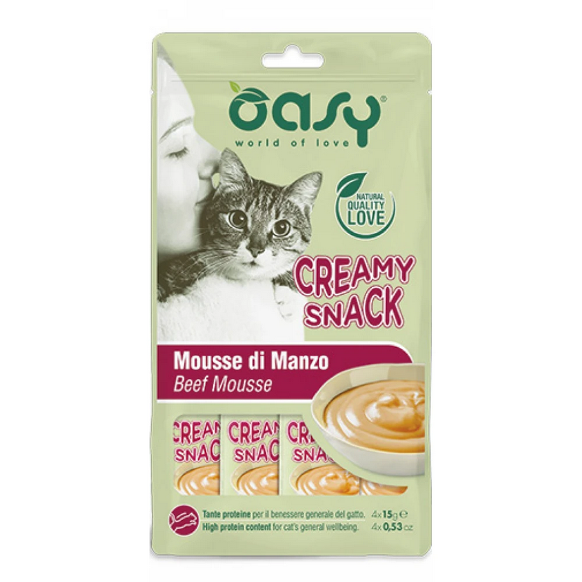 Oasy Treats Creamy Snack Beef Μους Γάτας 4x15gr