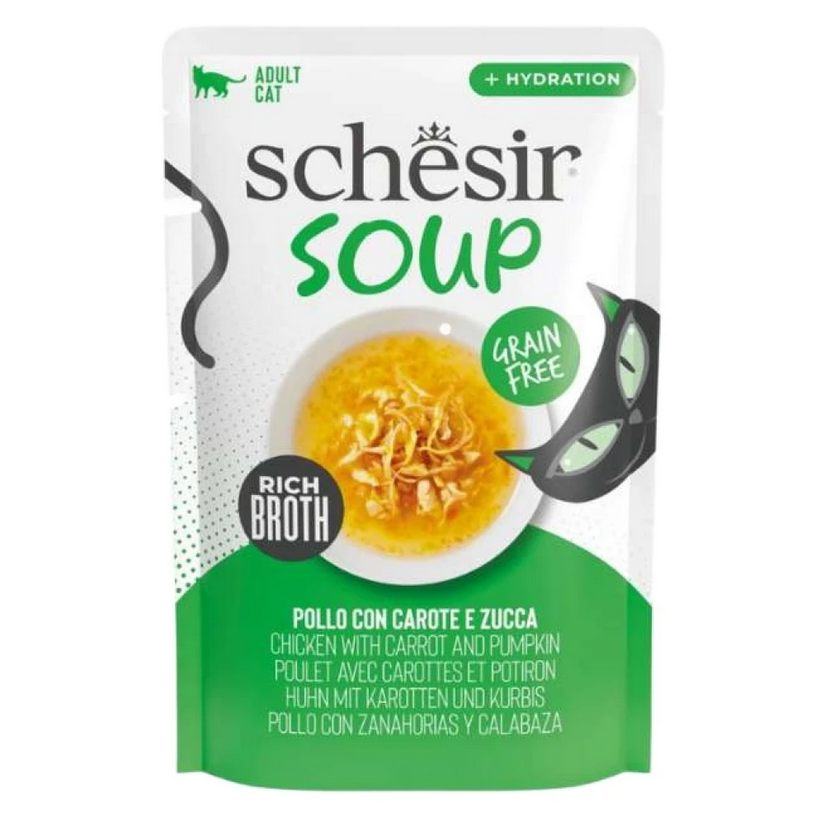 Schesir Cat Pouch Κοτόπουλο με Κολοκύθα σε Σούπα 40gr