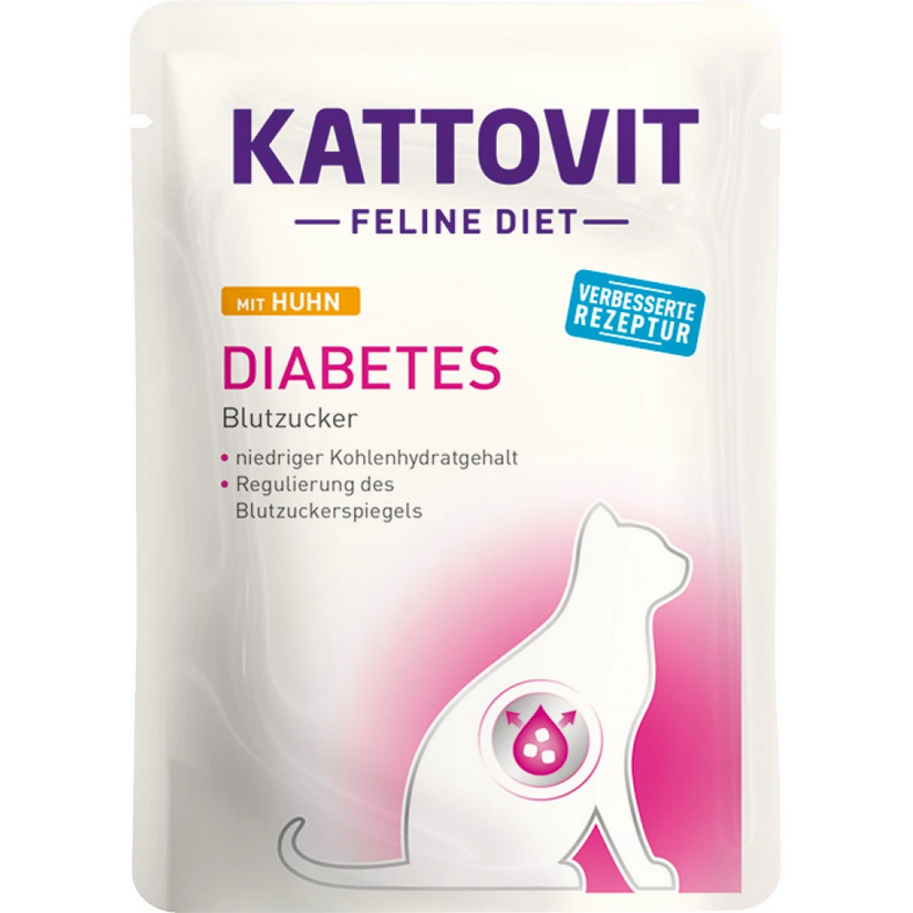 Kattovit Feline Diet Diabetes Chicken Wet Cat Food in Pouch 85gr
