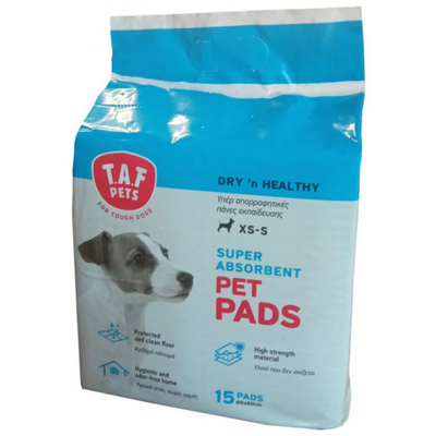 Taf Pets Απορροφητικές Πάνες Εκπαίδευσης με Αυτοκόλλητο 15τμχ 60x60cm