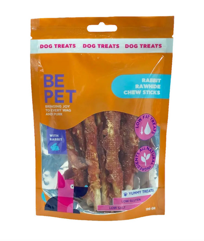 Be pet λιχουδιά σκύλου Rabbit Rawhide Chew Sticks