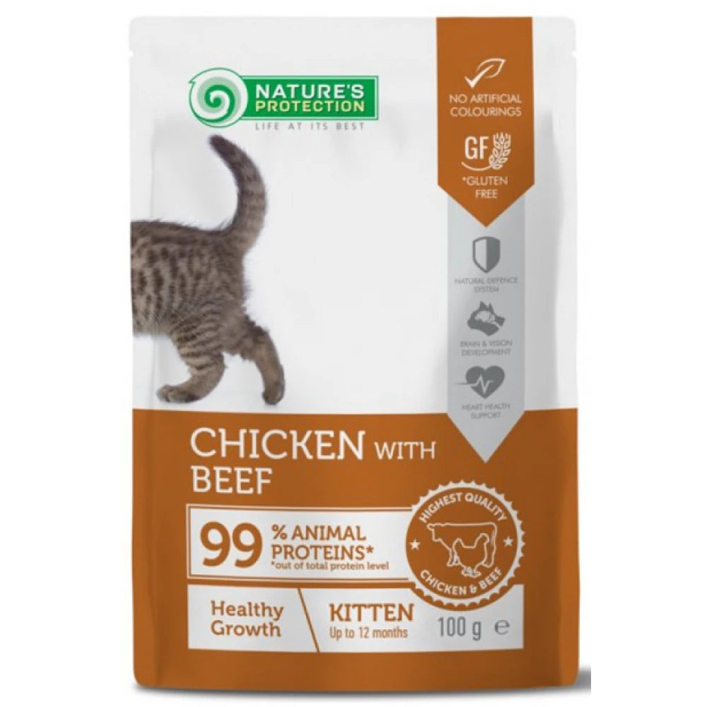 Nature's Protection Kitten Growth Κοτόπουλο & Μοσχάρι 100g