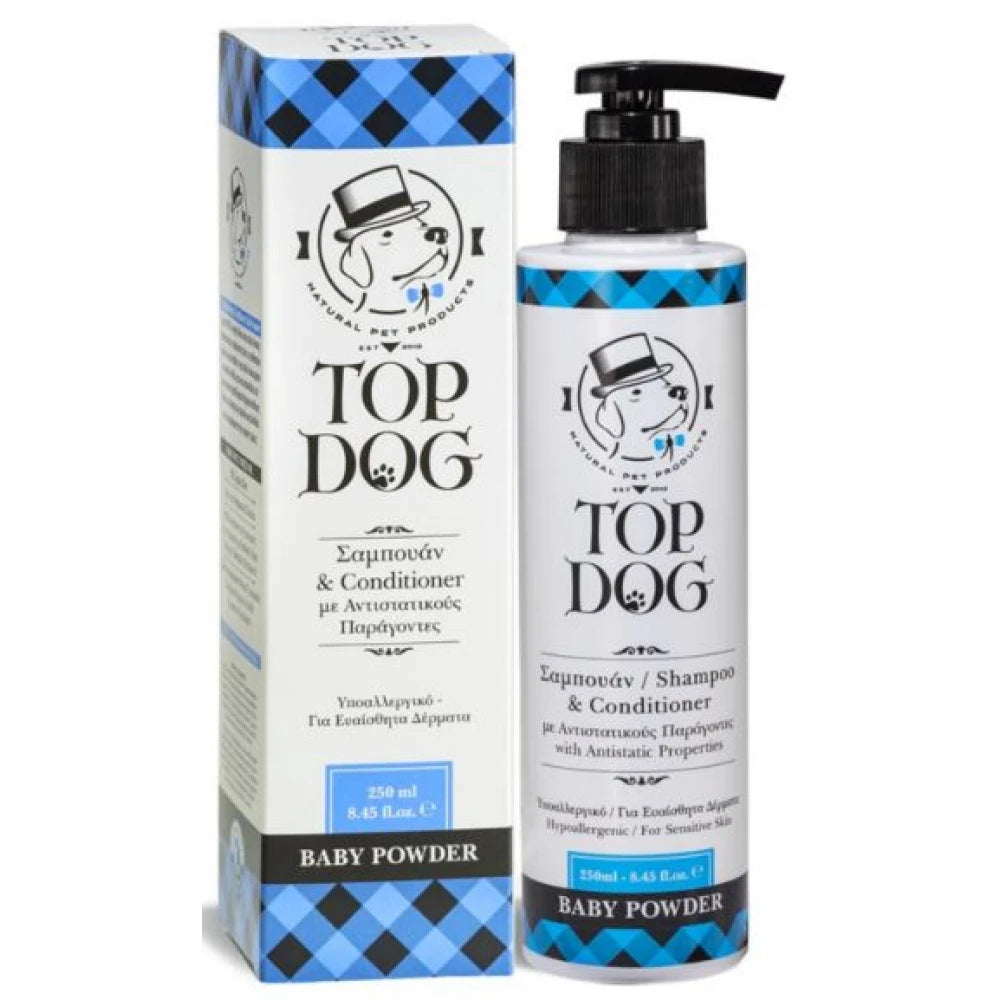 Top Dog Baby Powder Shampoo with Conditioner 250ml for Dogs and Cats
